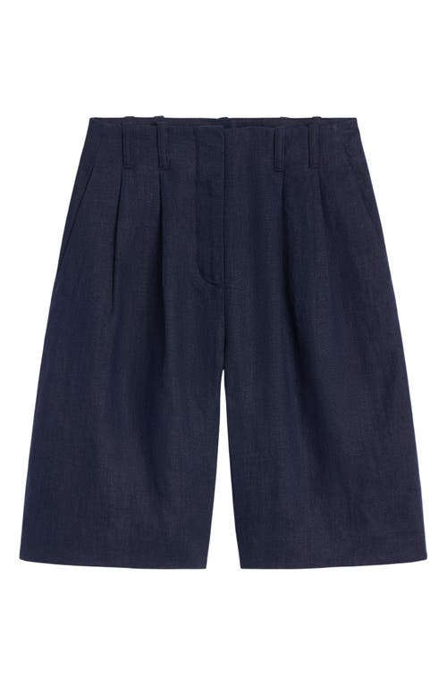 BODEN BODEN RELAXED PLEATED LINEN BLEND SHORTS