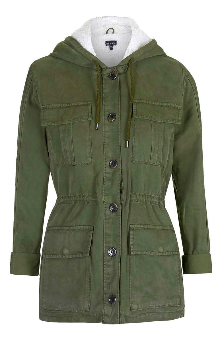 Topshop 'Esme' Faux Fur Lined Parka, Alternate, color, 