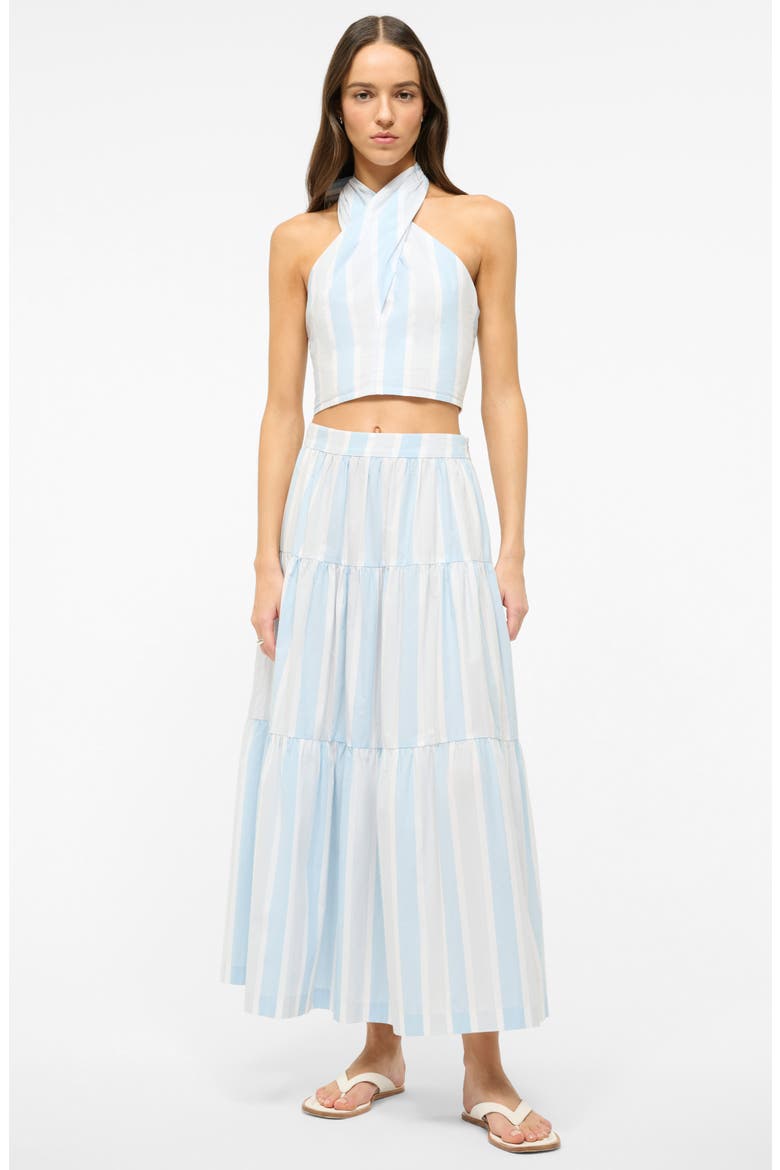 Sea Stripe Tiered Maxi Skirt, Alternate, color, ADRIATIC STRIPE