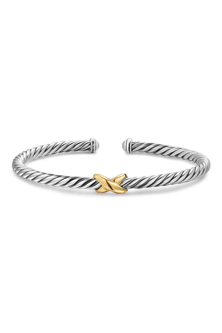 Cable Flex X Station Bracelet in Sterling Silver with 14K Yellow Gold, 4mm, Alternate, color, SILVER/ GOLD