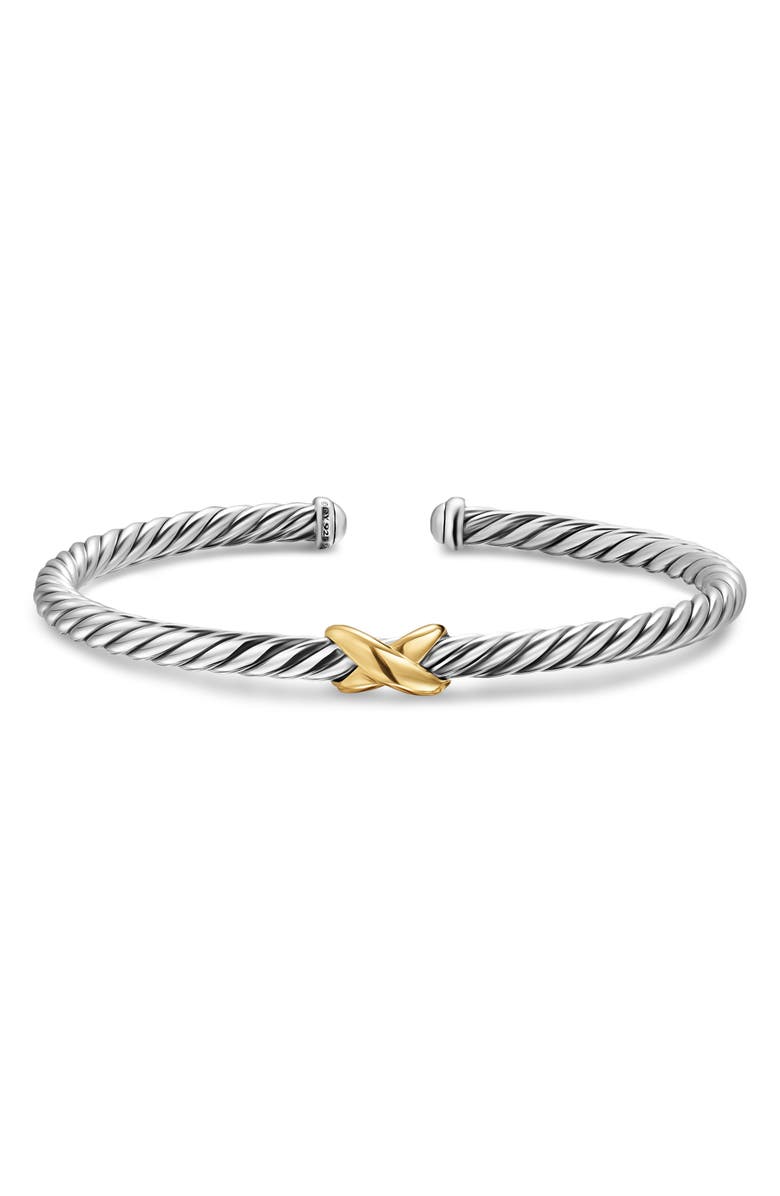 David Yurman Cable Flex X Station Bracelet in Sterling Silver with 14K Yellow Gold, 4mm, Alternate, color, Silver/ Gold