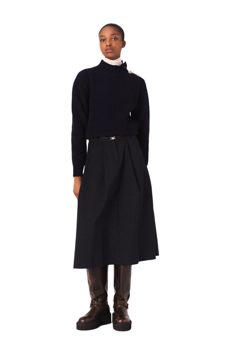 maje Wool roll-neck sweater, Alternate, color, Navy