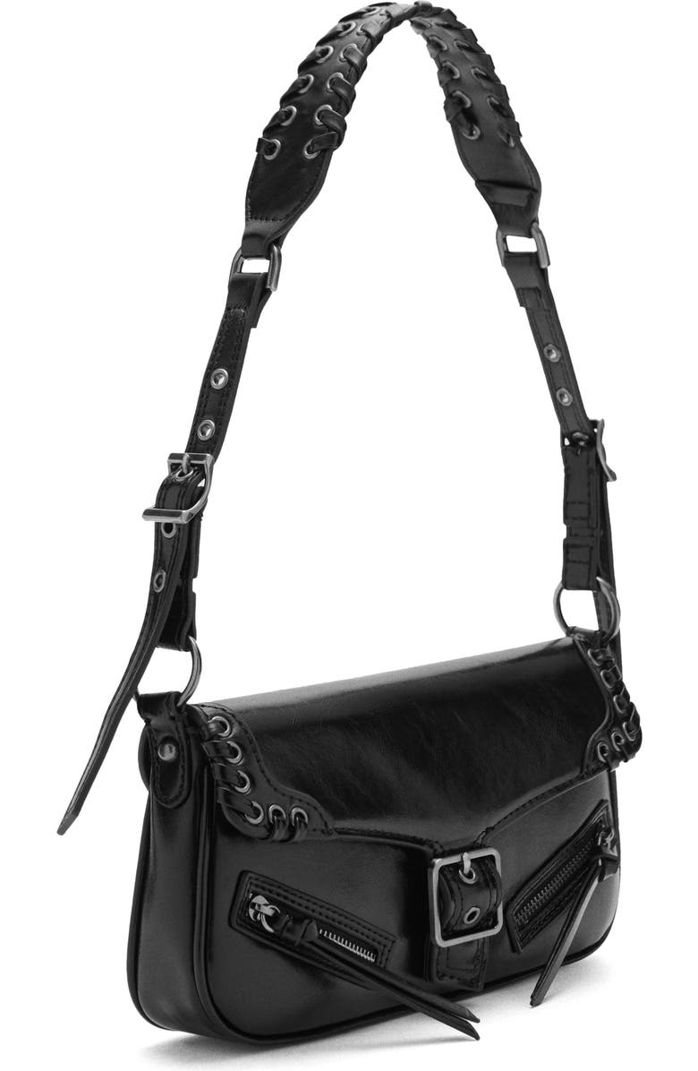 MANGO Buckle Detail Faux Leather Shoulder Bag, Alternate, color,