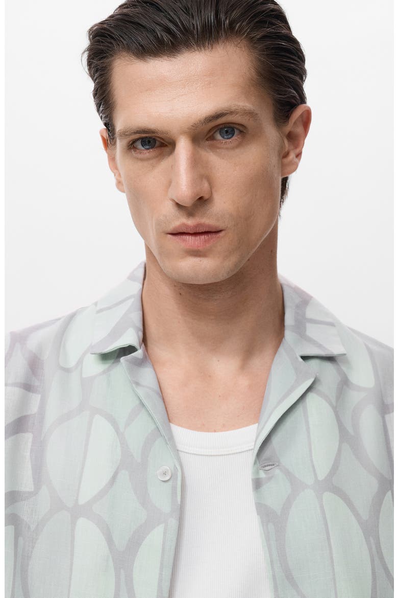 Geo Print Camp Shirt, Alternate, color, SKY BLUE