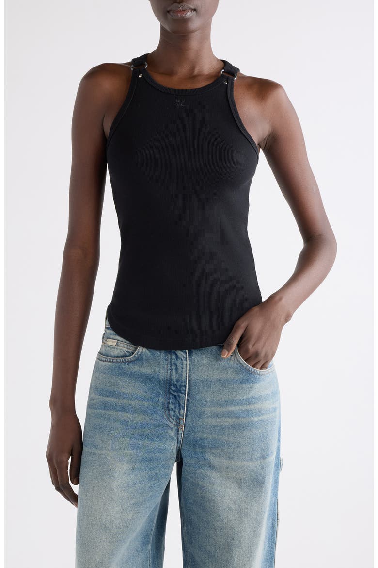 Buckle '90s Stretch Cotton Rib Tank, Main, color, BLACK