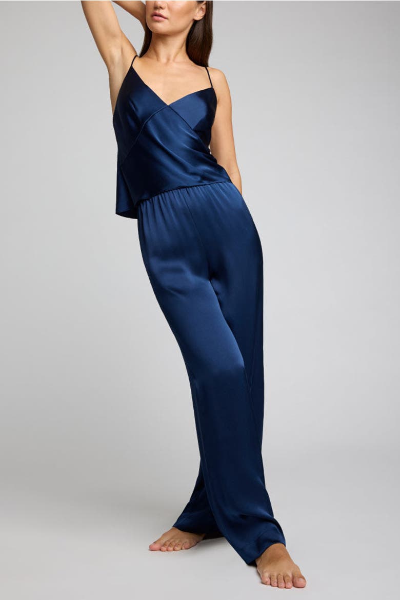 Eclipse Washable Silk Track Pant, Main, color, Navy