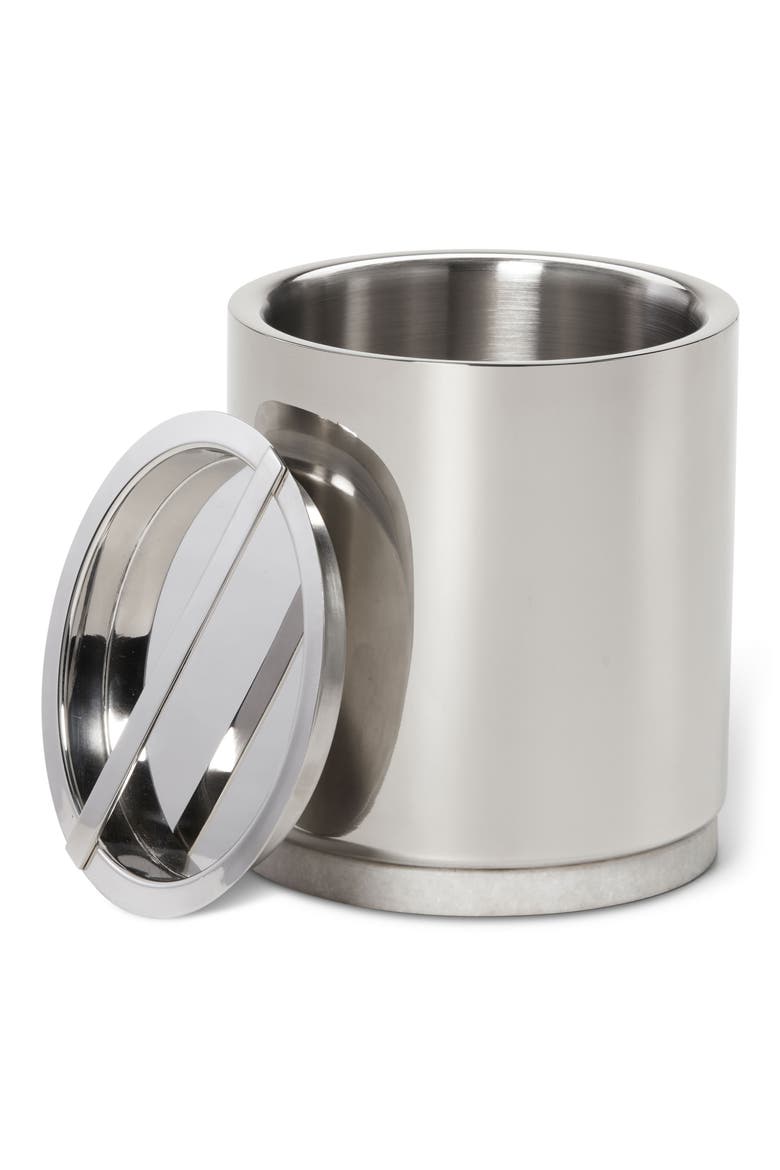 Roman Stainless Steel & Marble Bar Ice Bucket, Alternate, color, SILVER