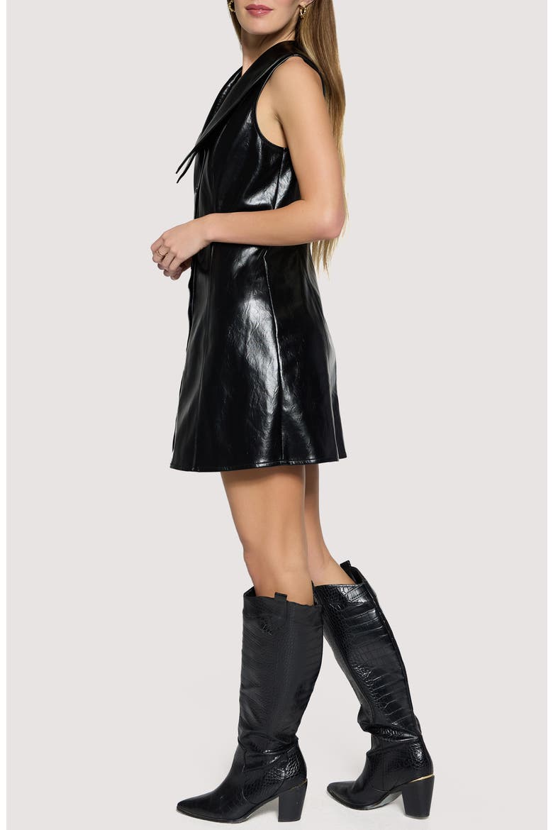 Midnight Poem Faux Leather Minidress, Alternate, color, BLACK