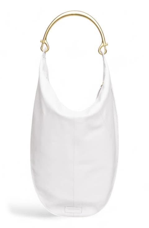 Luna Frame Handle Leather Hobo Bag