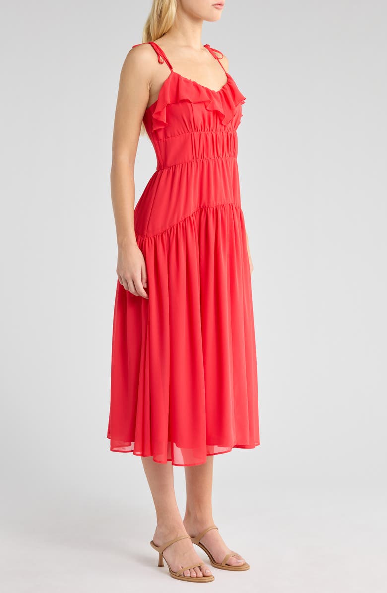 Socialite Ruffle Neckline Tiered Dress, Alternate, color, Scarlett