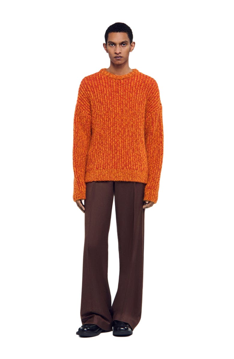 SANDRO Round neck long-sleeve sweater, Alternate, color, Rust