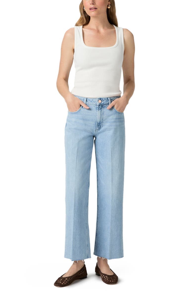 PAIGE Leenah Raw Hem High Waist Ankle Wide Leg Jeans, Alternate, color, 