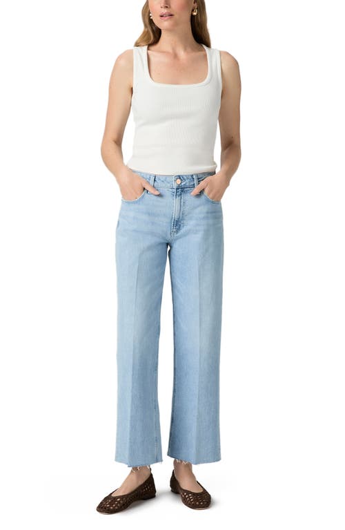 Shop Paige Leenah Raw Hem High Waist Ankle Wide Leg Jeans
