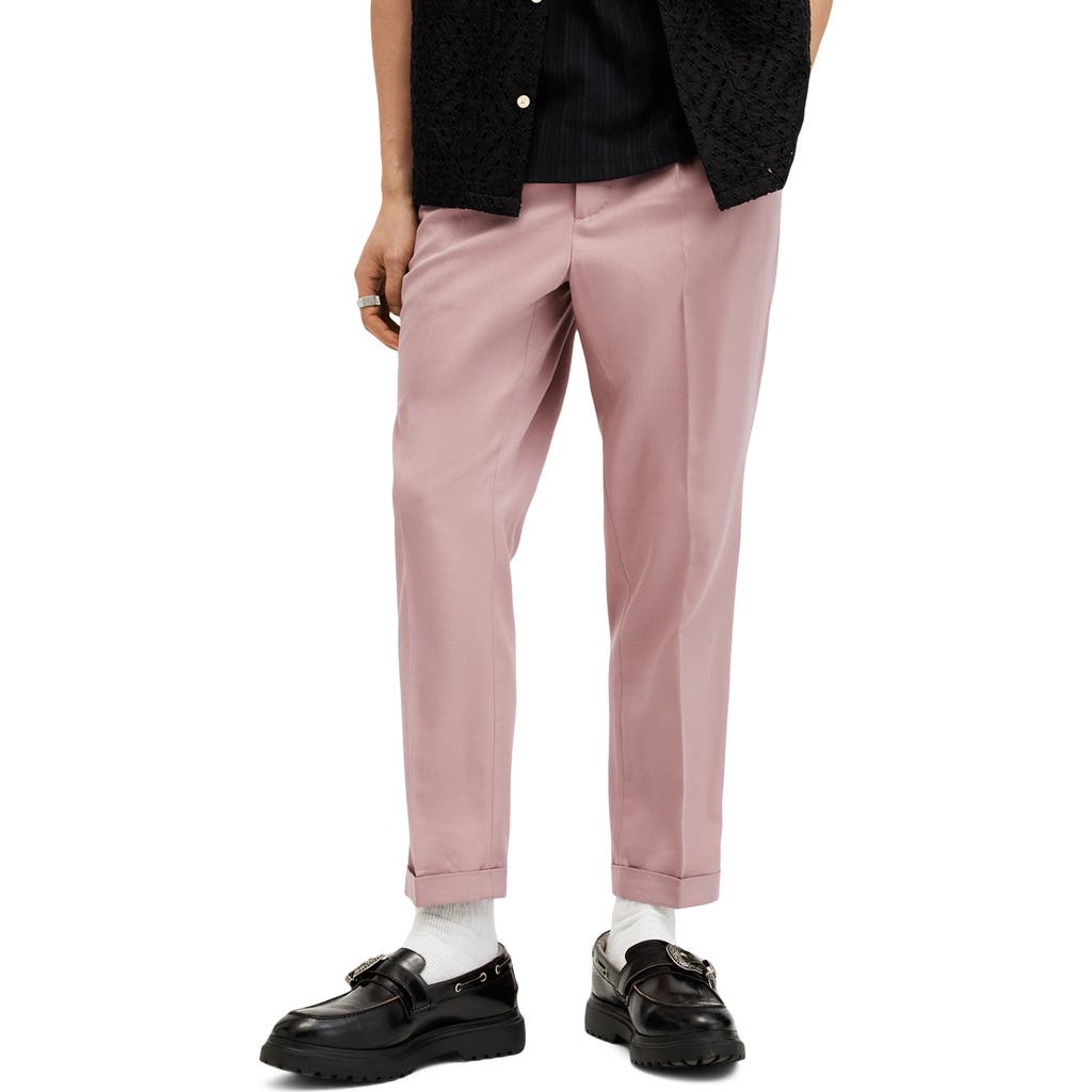 Allsaints Tallis Slim Fit Cropped Tapered Pants In Dusty Pink