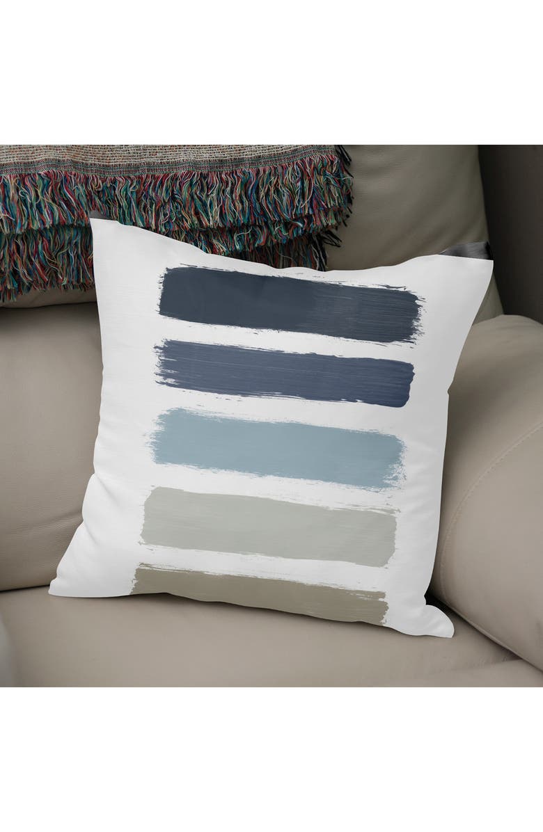 CURIOOS Blue & Taupe Stripes Throw Pillow, Alternate, color, 