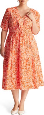 Estelle Dreamaya Floral Front Flap Fit & Flare Midi Dress