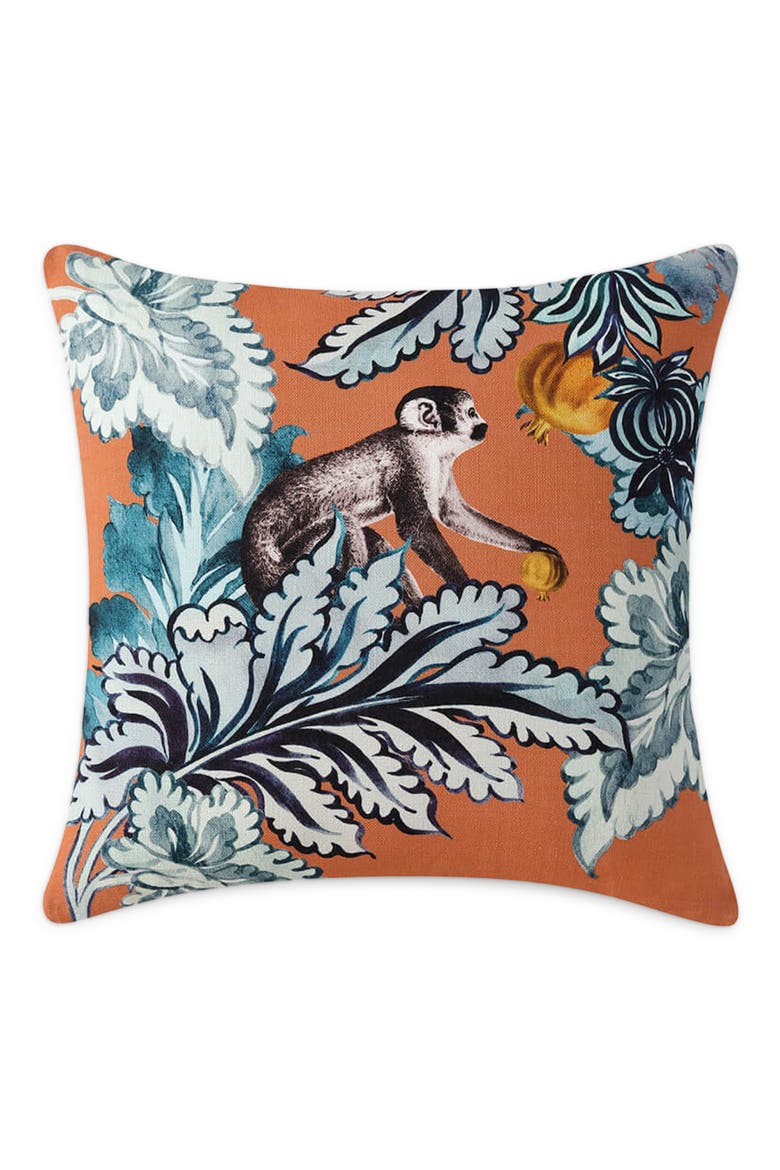 Damasc Monkey Throw Pillow, Main, color, KOI