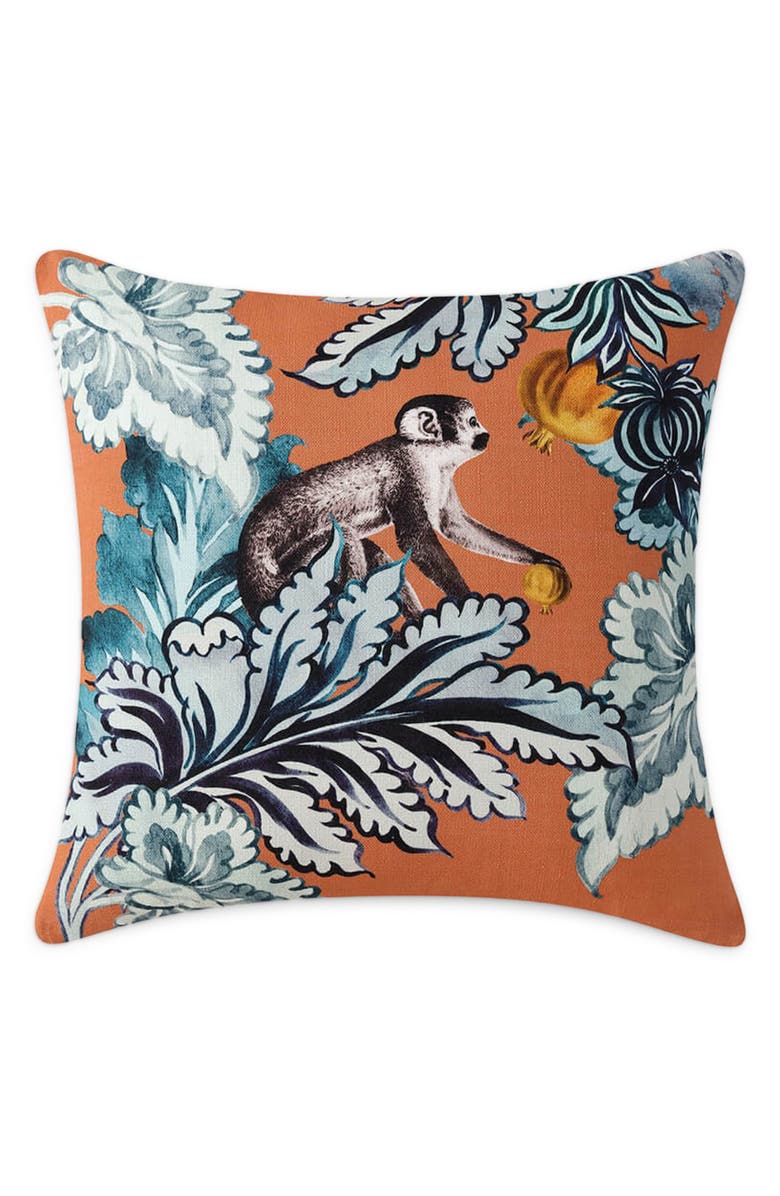Sunday Citizen Damasc Monkey Throw Pillow, Main, color, 