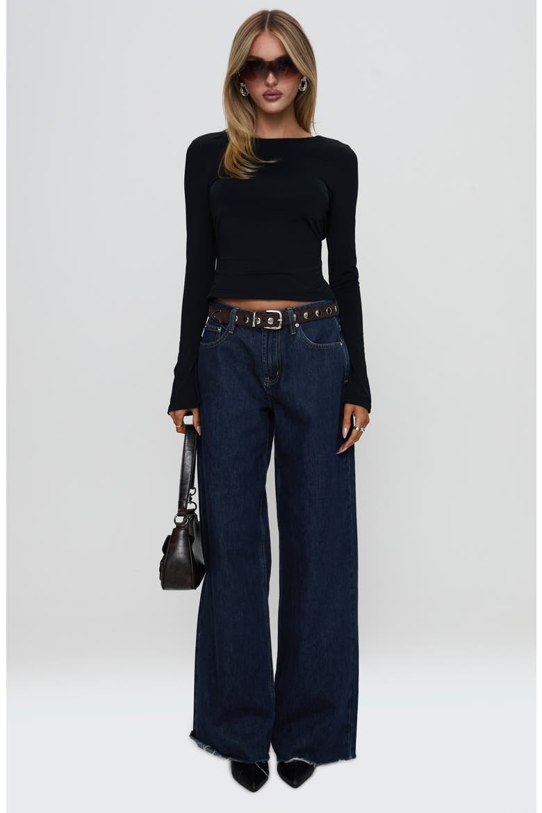 Harpur Long Sleeve Open Back Crop Top, Alternate, color, BLACK