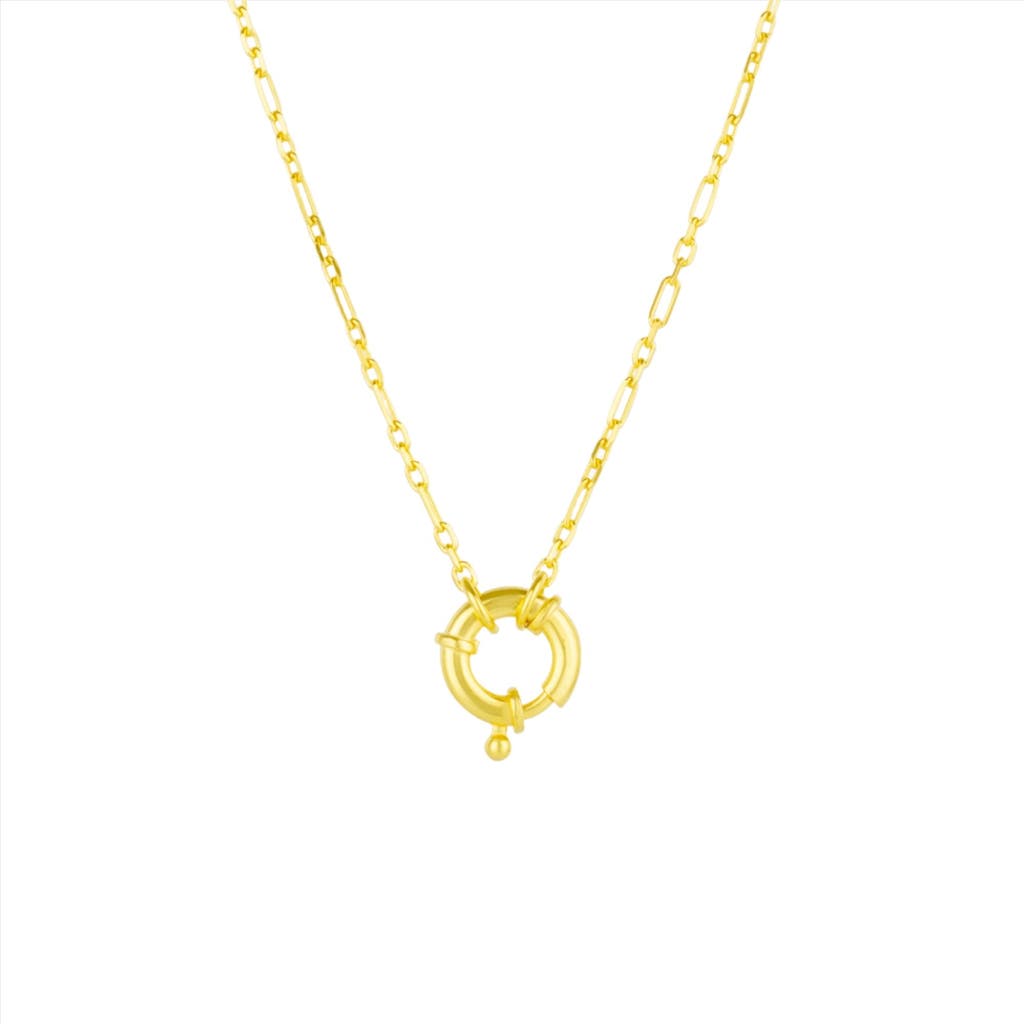 Spero London Large Lock Sterling Silver Chain Necklace In Gold