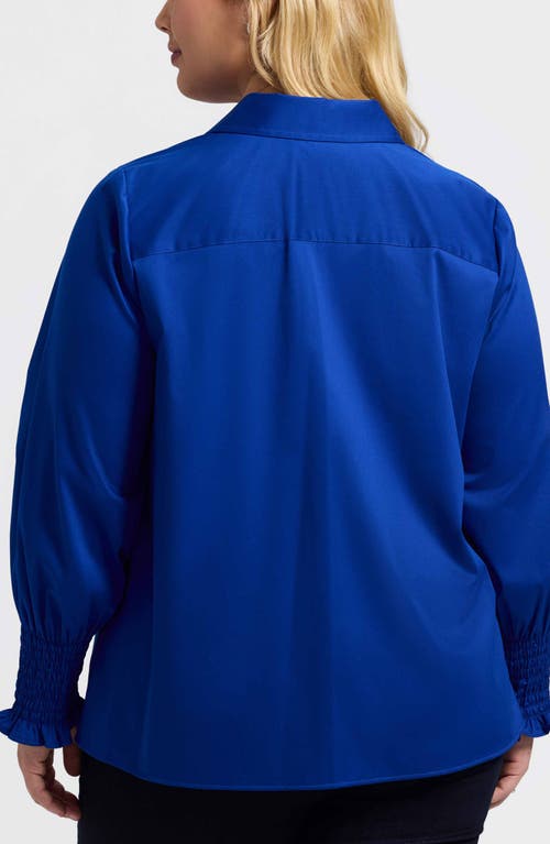 Foxcroft Avril Matte Sateen Button-up Shirt In Blue
