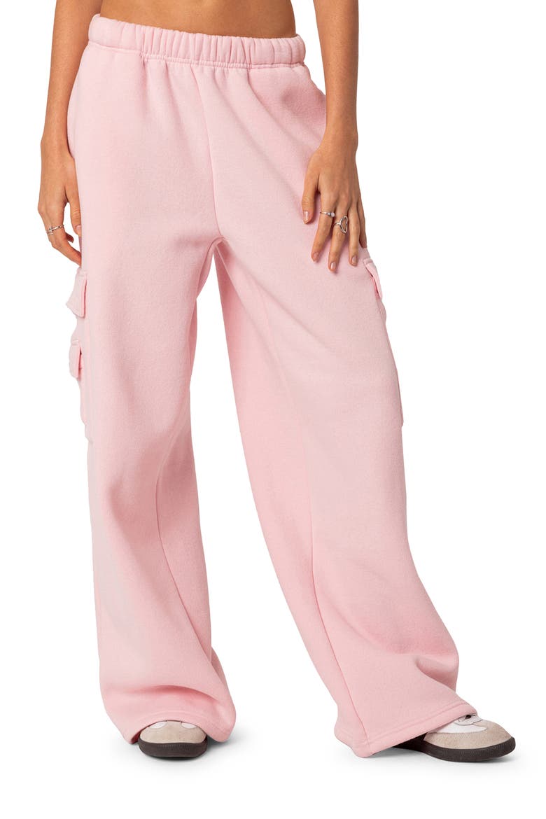 Wide Leg Cargo Sweatpants, Alternate, color, PINK