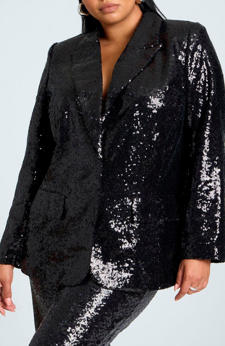 ELOQUII Boxy Sequin Blazer, Main, color, 