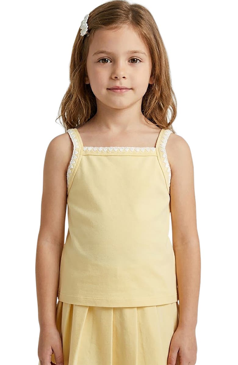 Hayden Girls Kids' Embroidered Trim Cotton Blend French Terry Tank, Main, color, 