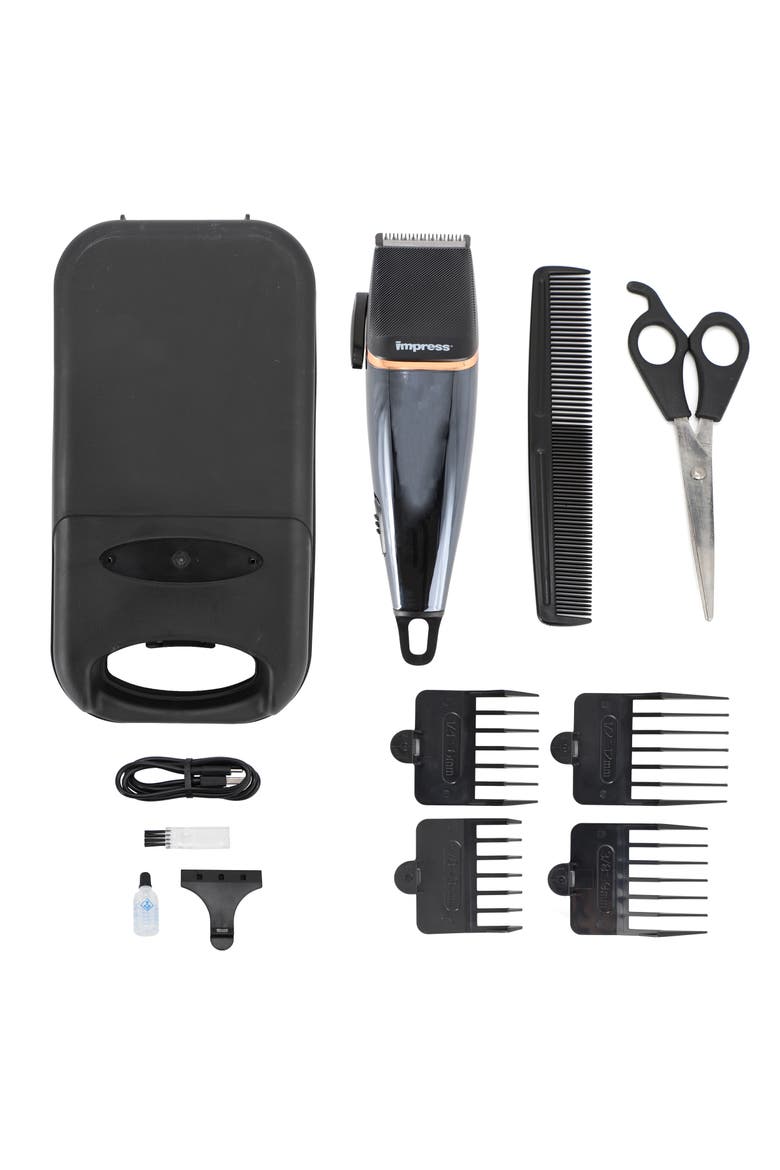 12pc Cordless Rechargeable Hair Cut Kit w/ Carry Case, Main, color, Black