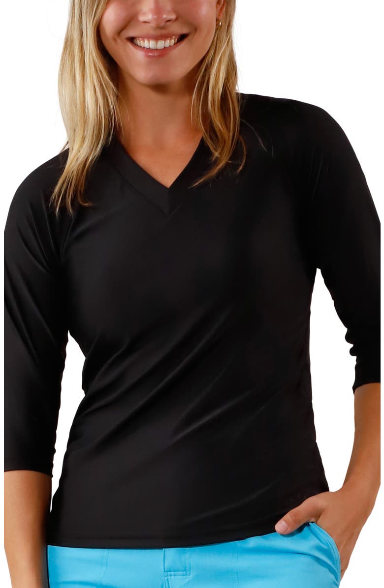 UV Skinz V-Neck Sun & Swim Shirt, Main, color, Black