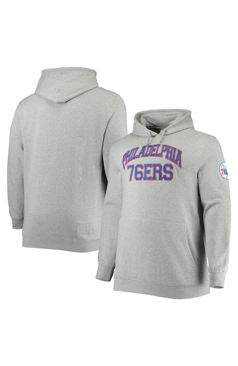Mitchell & Ness Men's Mitchell & Ness Heathered Gray Philadelphia 76ers Hardwood Classics Big & Tall Throwback Pullover Hoodie, Main, color, Heather Gray