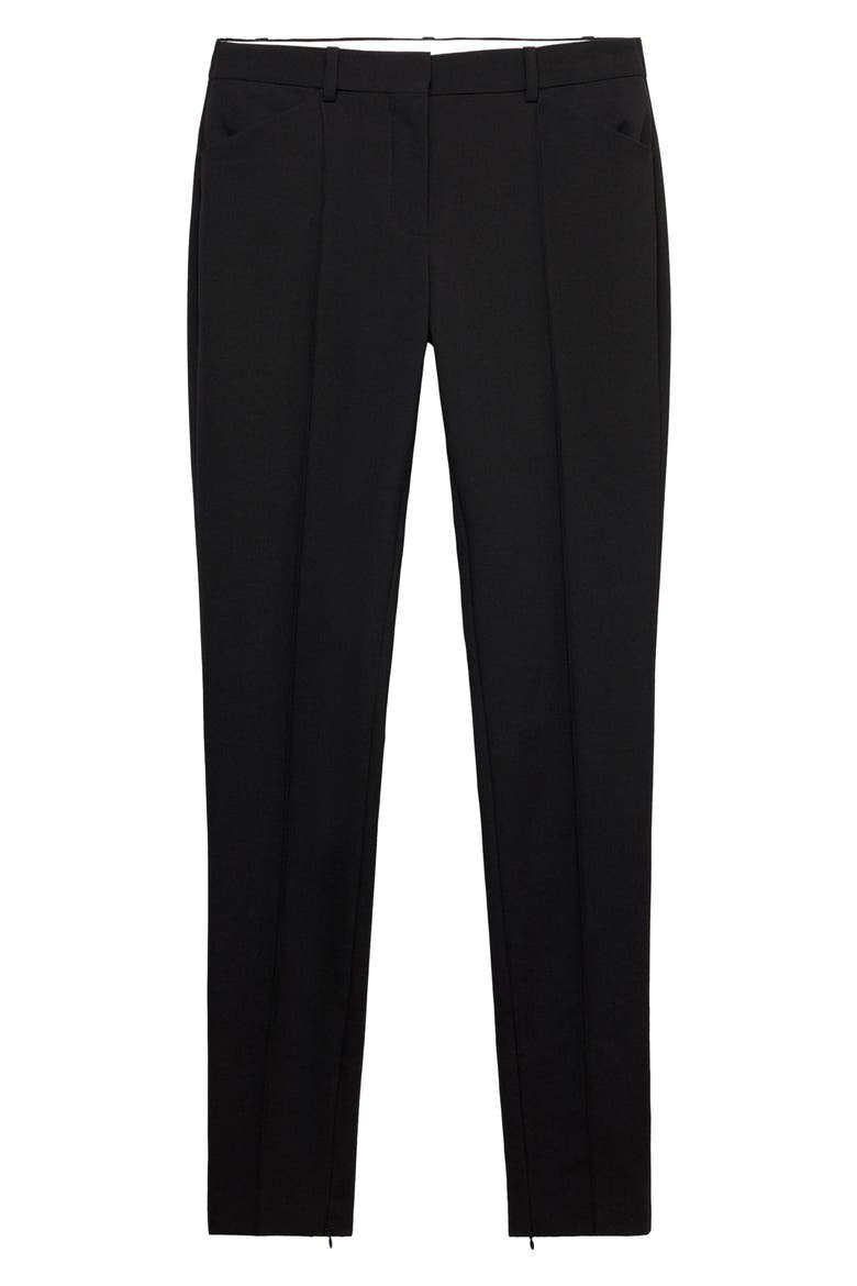 Hem Slit Wool Blend Trousers, Main, color, BLACK