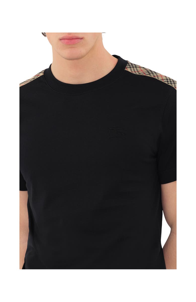 Burberry Check Trim Cotton T-shirt, Alternate, color, Black