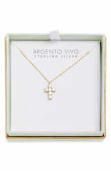 ARGENTO VIVO Cubic Zirconia Mini Cross Pendant Necklace