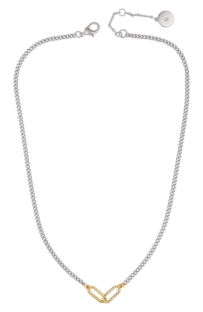 Vince Camuto Crystal Paper Clip Link Pendant Necklace, Alternate, color, Two Tone