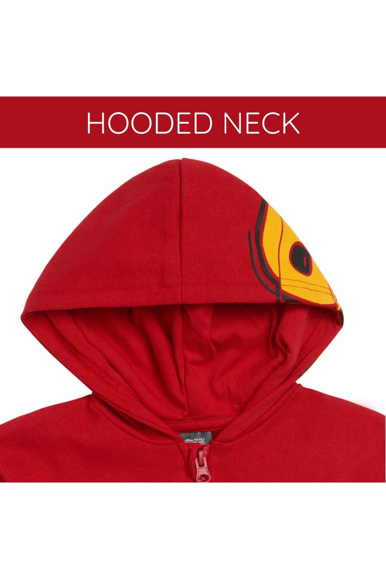 Cars Lightning McQueen Fleece Quarter-Zip Hooded Sweatshirt, Alternate, color, Bright Red McQueen