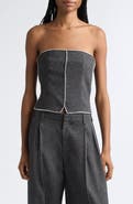 Alexander Wang Crystal Trim Strapless Bustier Top