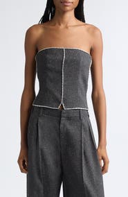 Alexander Wang Crystal Trim Strapless Bustier Top