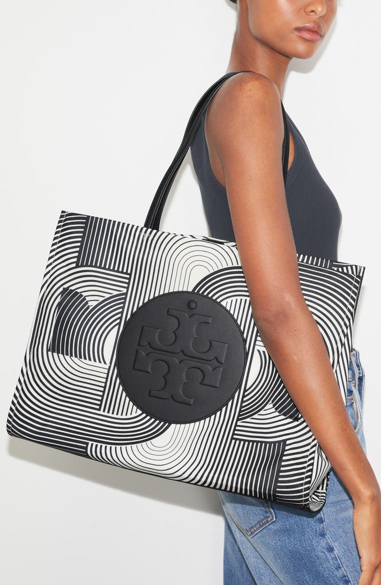 Tory Burch Ella Print Tote, Alternate, color, Infinity T Ella
