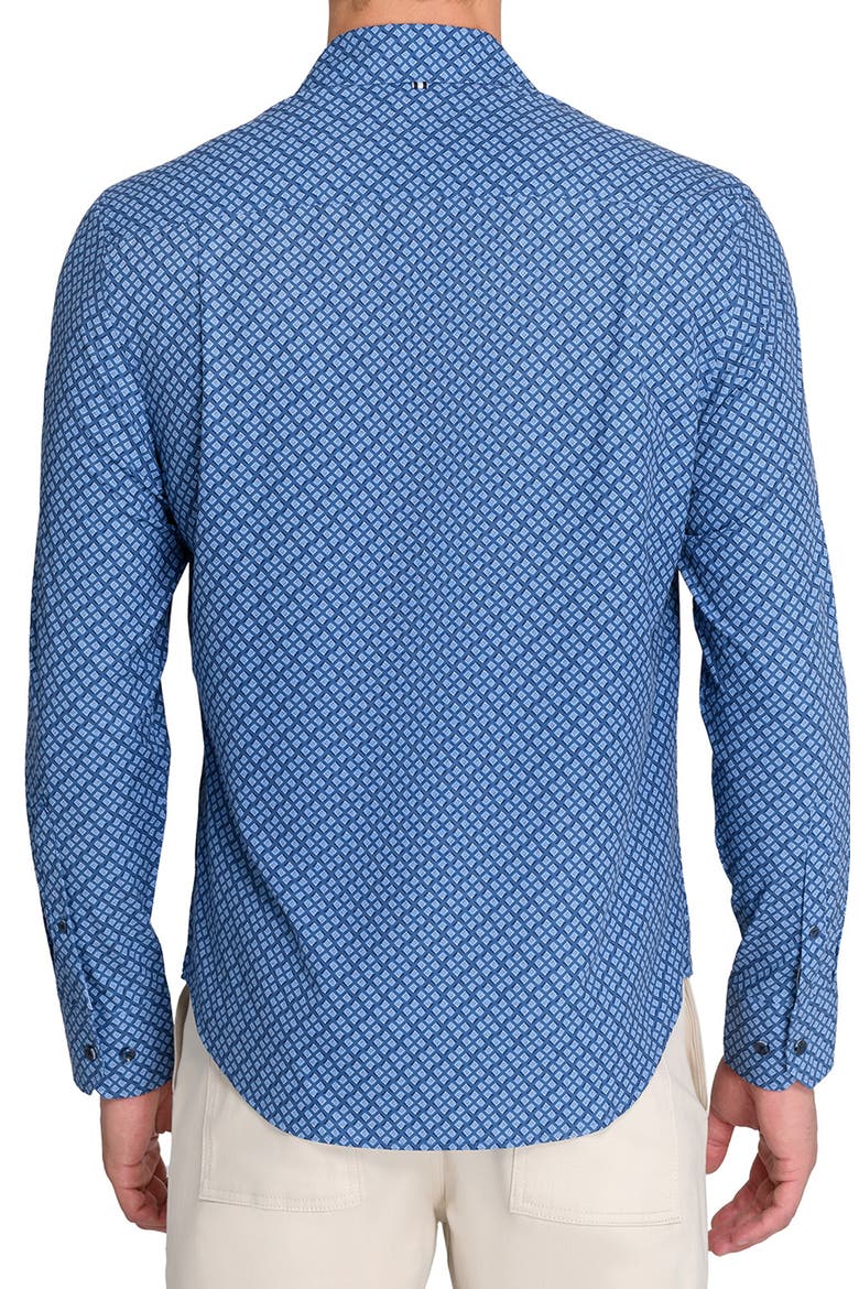Mini Diamond Print Woven Long Sleeve Basic, Alternate, color, NAVY/BLUE