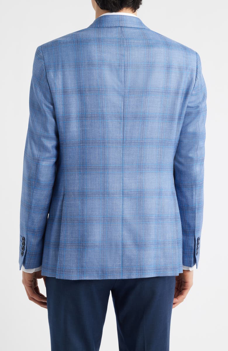 Emporio Armani Plaid Virgin Wool Blend Sport Coat, Alternate, color, Blue