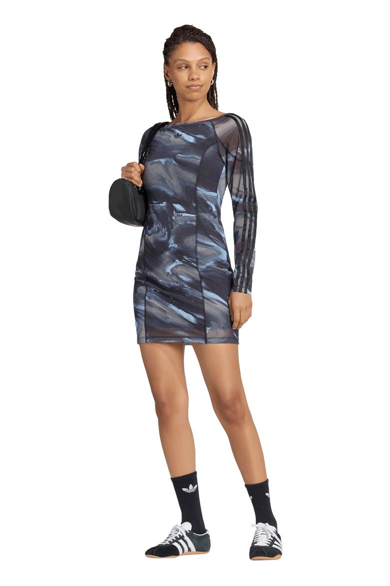 AOP Minidress, Alternate, color, OLIVE/ COFFEE/ SKY/ BLACK