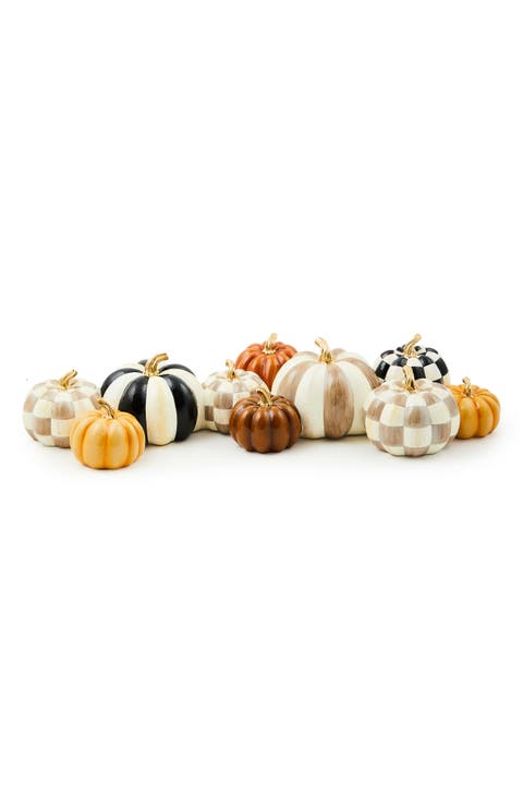 Autumnology Check & Stripe Pumpkin Decoration