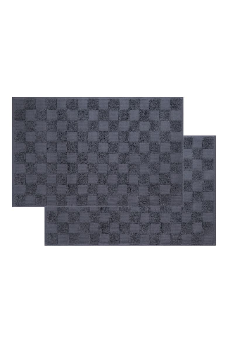 Waffle Terry 2-Piece Turkish Cotton Bath Mat Set, Main, color, ANTHRACITE