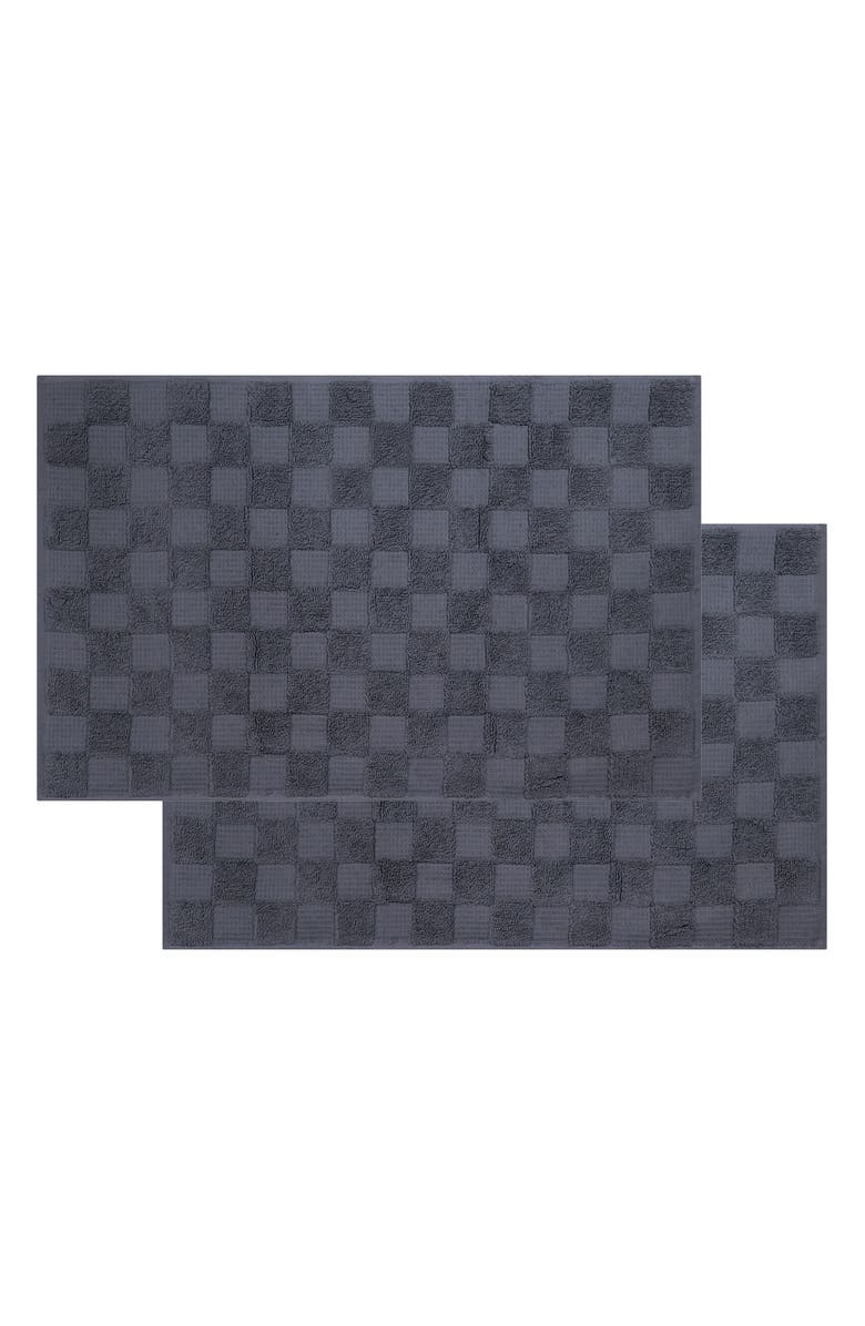 DePera Waffle Terry 2-Piece Turkish Cotton Bath Mat Set, Main, color, Anthracite