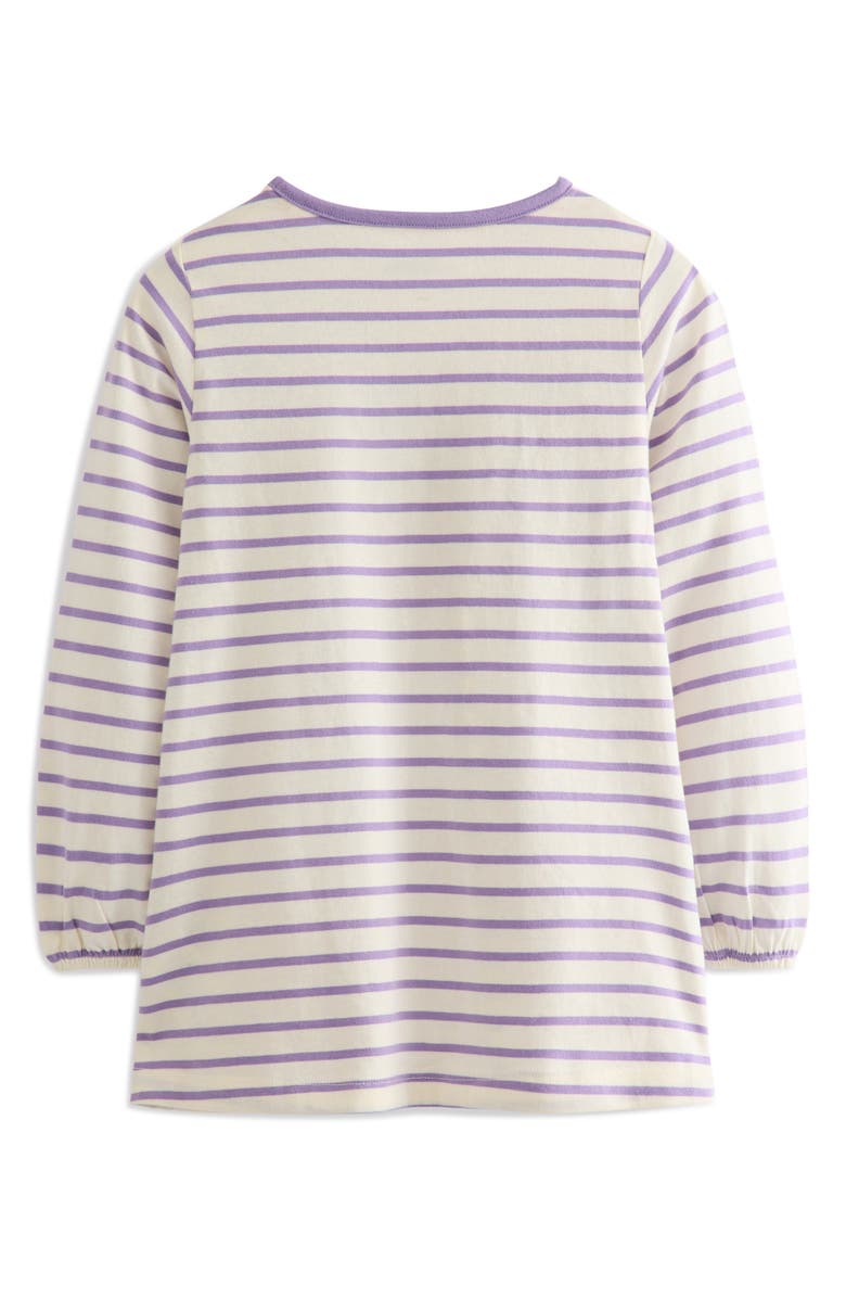 Mini Boden Kids' Stripe Cat Appliqué Long Sleeve Graphic Tunic, Alternate, color, 