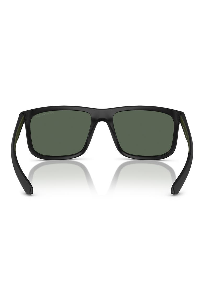 57mm Square Sunglasses, Alternate, color, MATTE BLACK / DARK GREEN