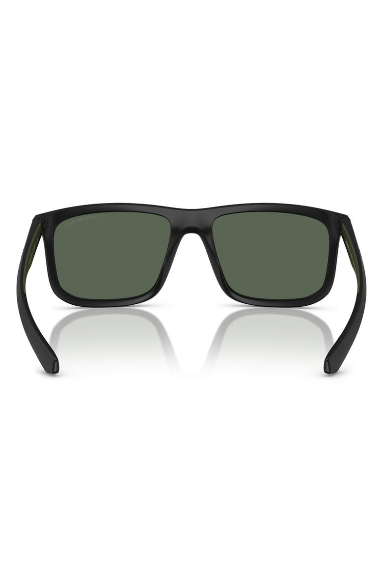 Emporio Armani 57mm Square Sunglasses, Alternate, color, Matte Black / Dark Green
