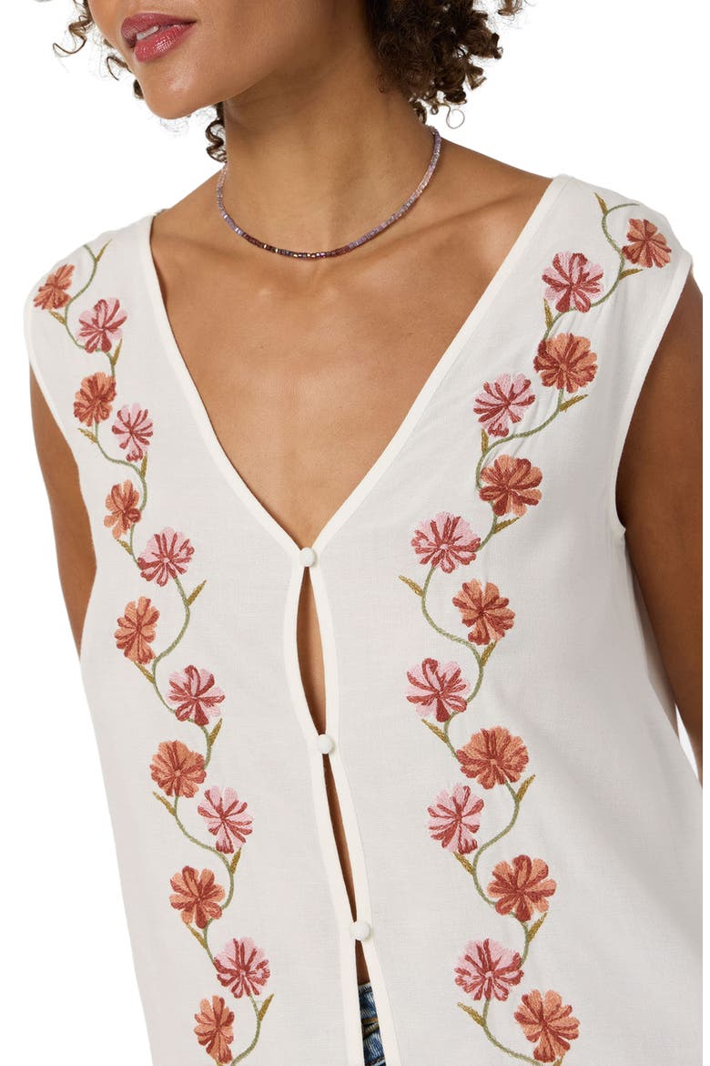 Farren Embroidered Floral Sleeveless Top, Alternate, color, TOFU