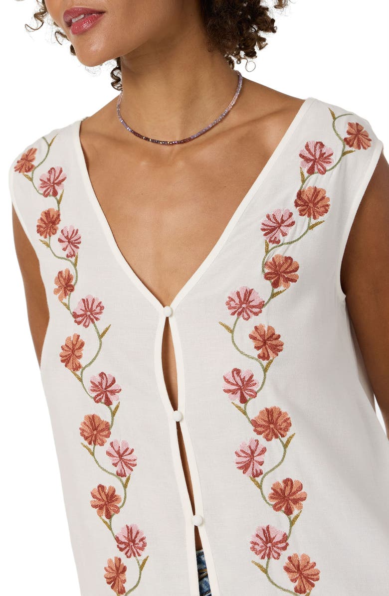 O'Neill Farren Embroidered Floral Sleeveless Top, Alternate, color, Tofu